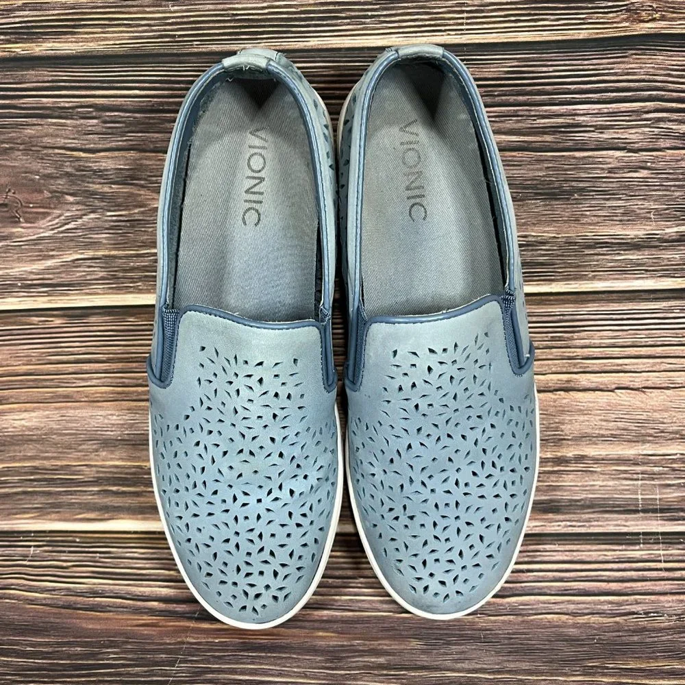 Vionic Midi Perforated Women's Blue Suede Slip On Shoes‎